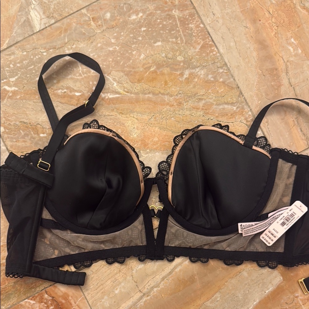 NWT Victoria's Secret Black Satin Corset Bra - Picture 3 of 7